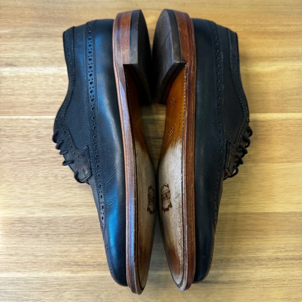 Florsheim Limited Men 8 D Black Pebbled Leather Wingtip Brogue Oxford Dress Shoe